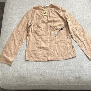 Max Studio Tan Embroidered Top
